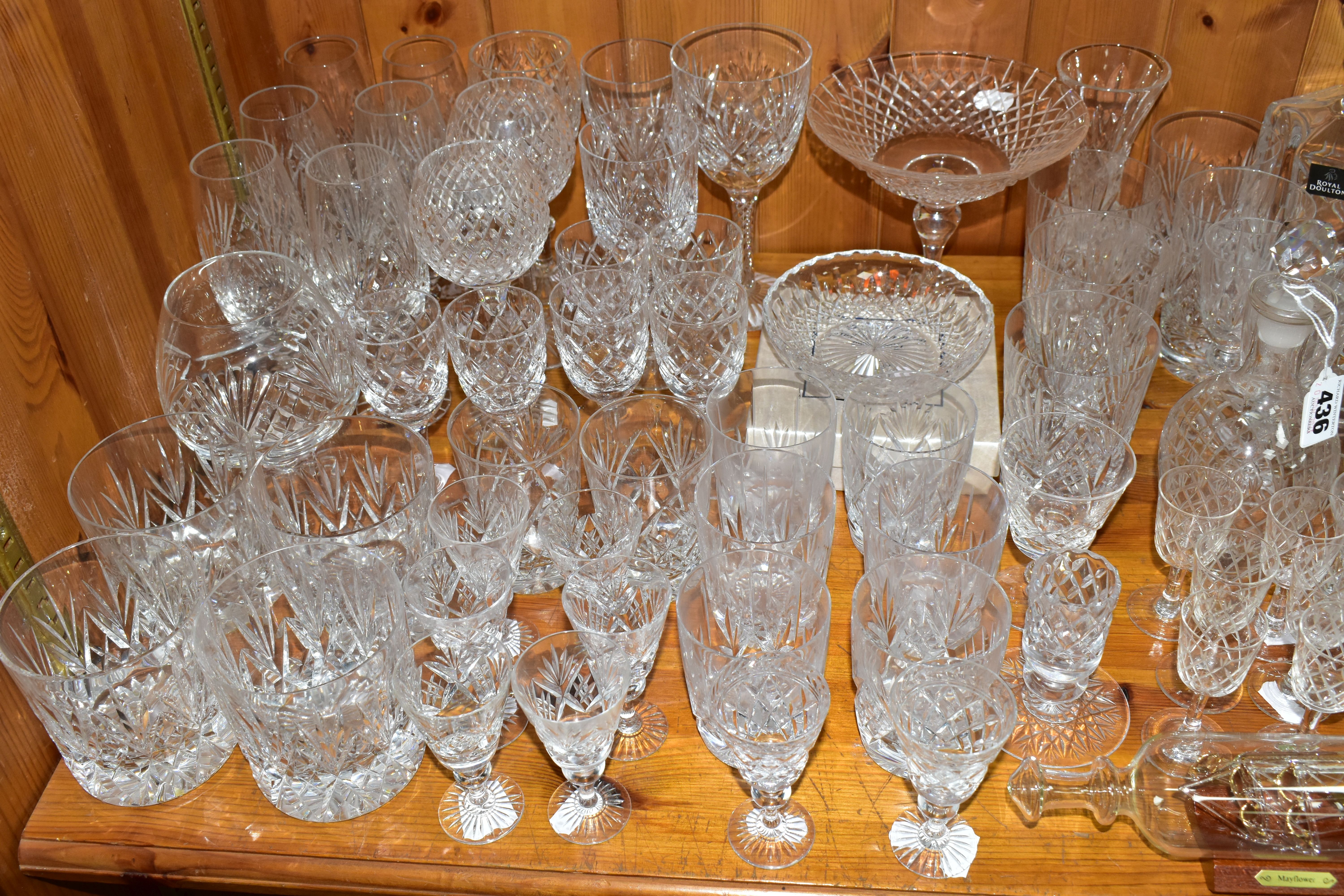 A QUANTITY OF CUT CRYSTAL AND OTHER GLASSWARES, over seventy pieces to include a hexagonal Royal - Image 4 of 4