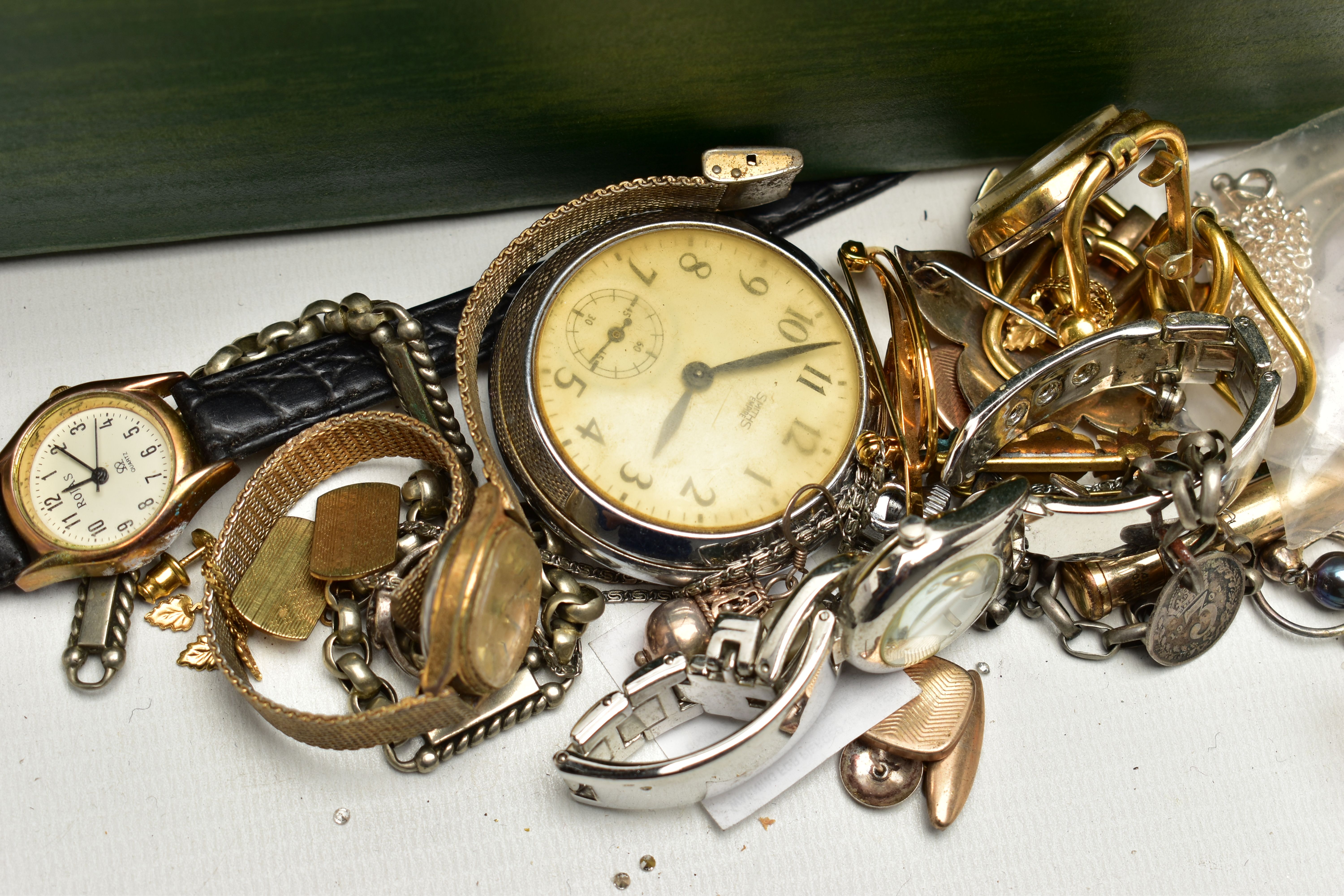 A BOX OF ASSORTED ITEMS, to include a white metal yellow enamel Siam brooch, stamped 925 silver, a - Image 5 of 5