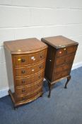 A 20TH CENTURY MAHOGANY CHEST OF FIVE DRAWERS, on cabriole legs, width 46cm x depth 36cm x height