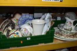 TWO BOXES AND LOOSE CERAMICS, GLASSWARES AND SUNDRY ITEMS, to include a boxed Coopers of Stortford