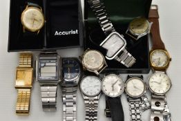 A BOX OF ASSORTED WRISTWATCHES, to include a gents boxed 'Rotary 21 jewels Automatic', a boxed '