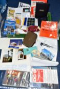 ONE BOX OF AIRLINE MEMORABILIA to include flight bags, brochures tickets, luggage labels,