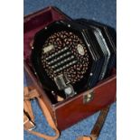 AN EARLY 20TH CENTURY C. WHEATSTONE & CO CASED EBONISED OCTAGONAL AEOLA, 57 keys to the fret cut