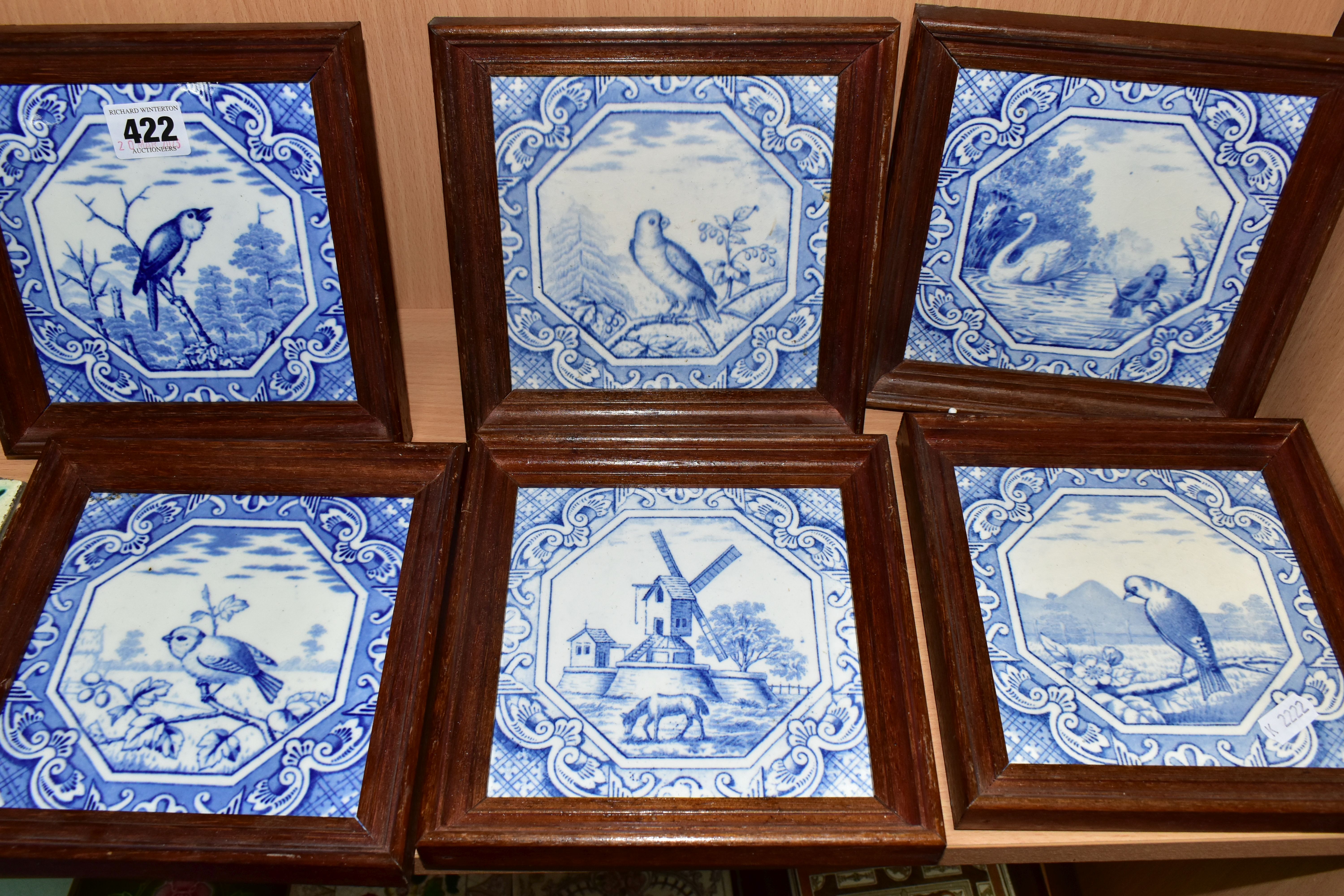 A COLLECTION OF TWENTY NINE VICTORIAN, EDWARDIAN AND LATER FRAMED AND LOOSE TILES, majority appear - Image 2 of 6
