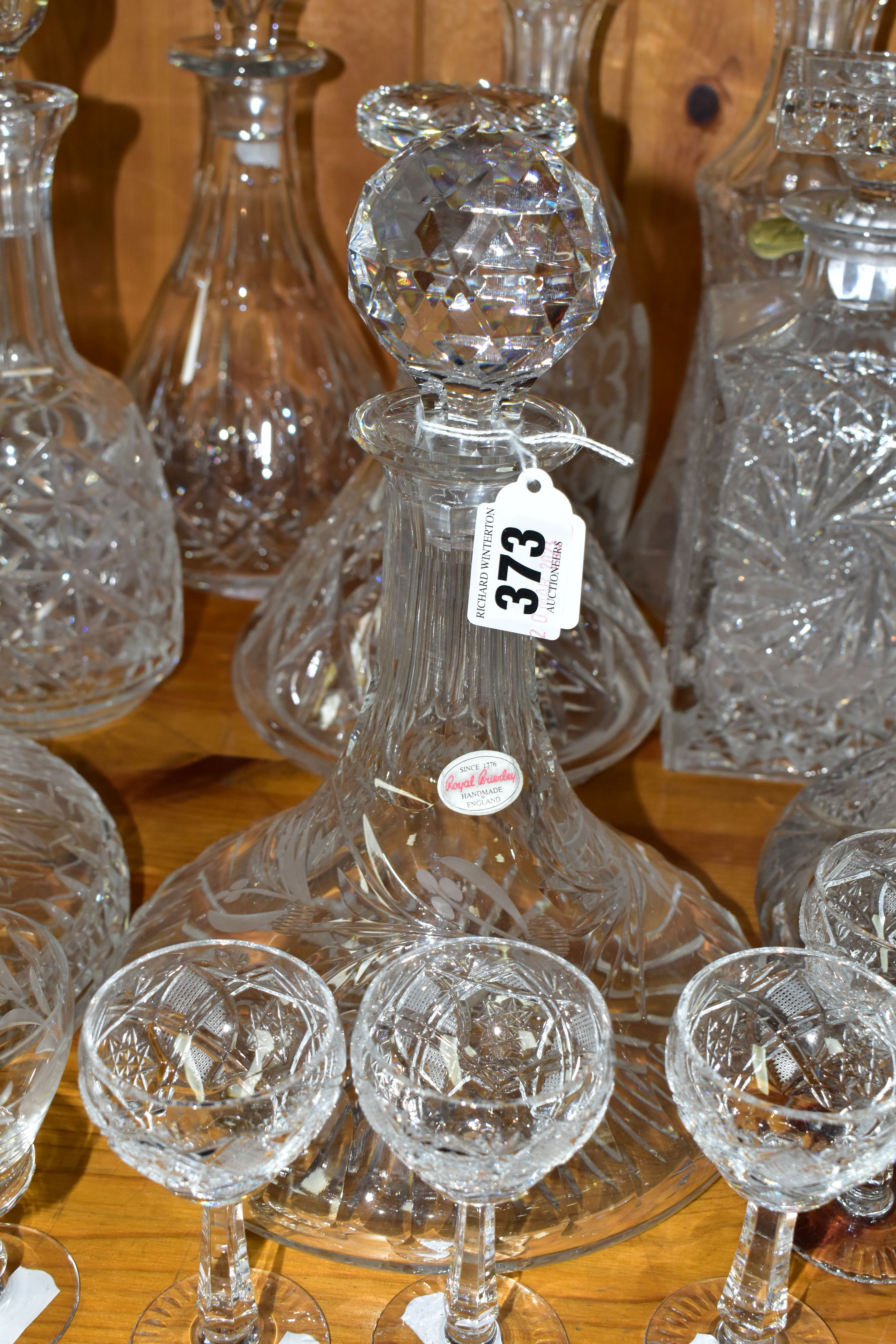 A COLLECTION OF CUT CRYSTAL AND OTHER GLASSWARES, over forty pieces to include twelve decanters: - Image 3 of 8