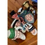 EIGHT CHARACTER AND TOBY JUGS, comprising Royal Doulton character jugs: Leprechaun D6847,