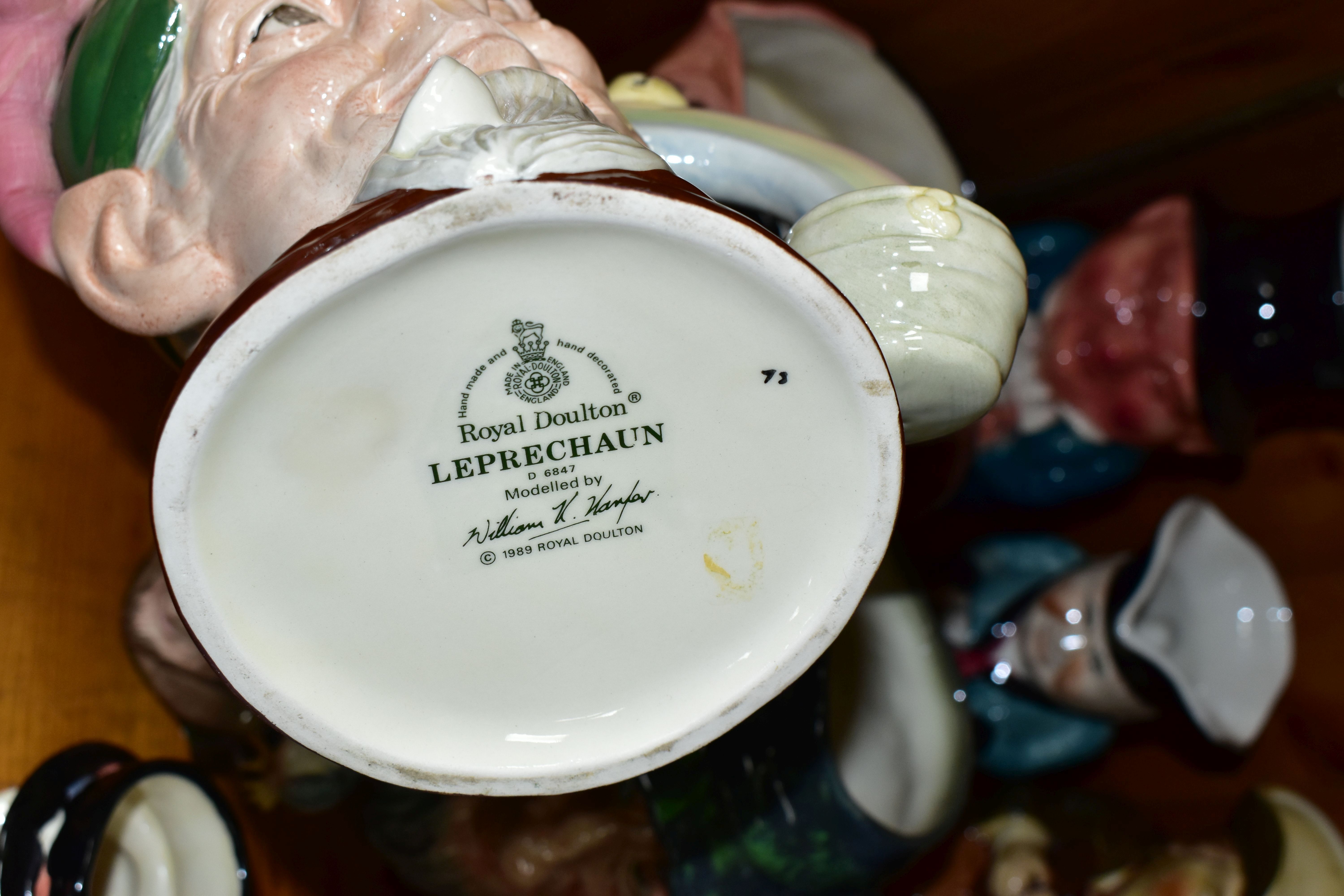 EIGHT CHARACTER AND TOBY JUGS, comprising Royal Doulton character jugs: Leprechaun D6847, - Image 6 of 6