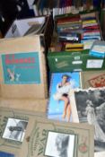 THREE BOXES BOOKS, STEREO TAPE CARTRIDGES & MIXED EPHEMERA to include vintage and mid-late 20th