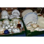 FIVE BOXES OF CERAMIC TEA AND DINNER WARES, to include a sixty four piece Royal Doulton Naples