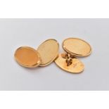 A PAIR OF MODERN 9CT GOLD CUFFLINKS, sponsors mark WJP, hallmarked 9ct gold Birmingham 1992,