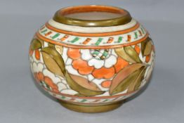 A CHARLOTTE RHEAD FOR CROWN DUCAL GLOBULAR POTTERY VASE, decorated in pattern no. 4491 Tudor Rose in