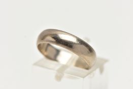 AN 18CT WHITE GOLD BAND RING, polished band approximate band width 4.9mm, hallmarked 18ct