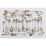 A PARCEL OF ASSORTED late 18TH, 19TH AND 20TH CENTURY SILVER AND WHITE METAL SPOONS, comprising a