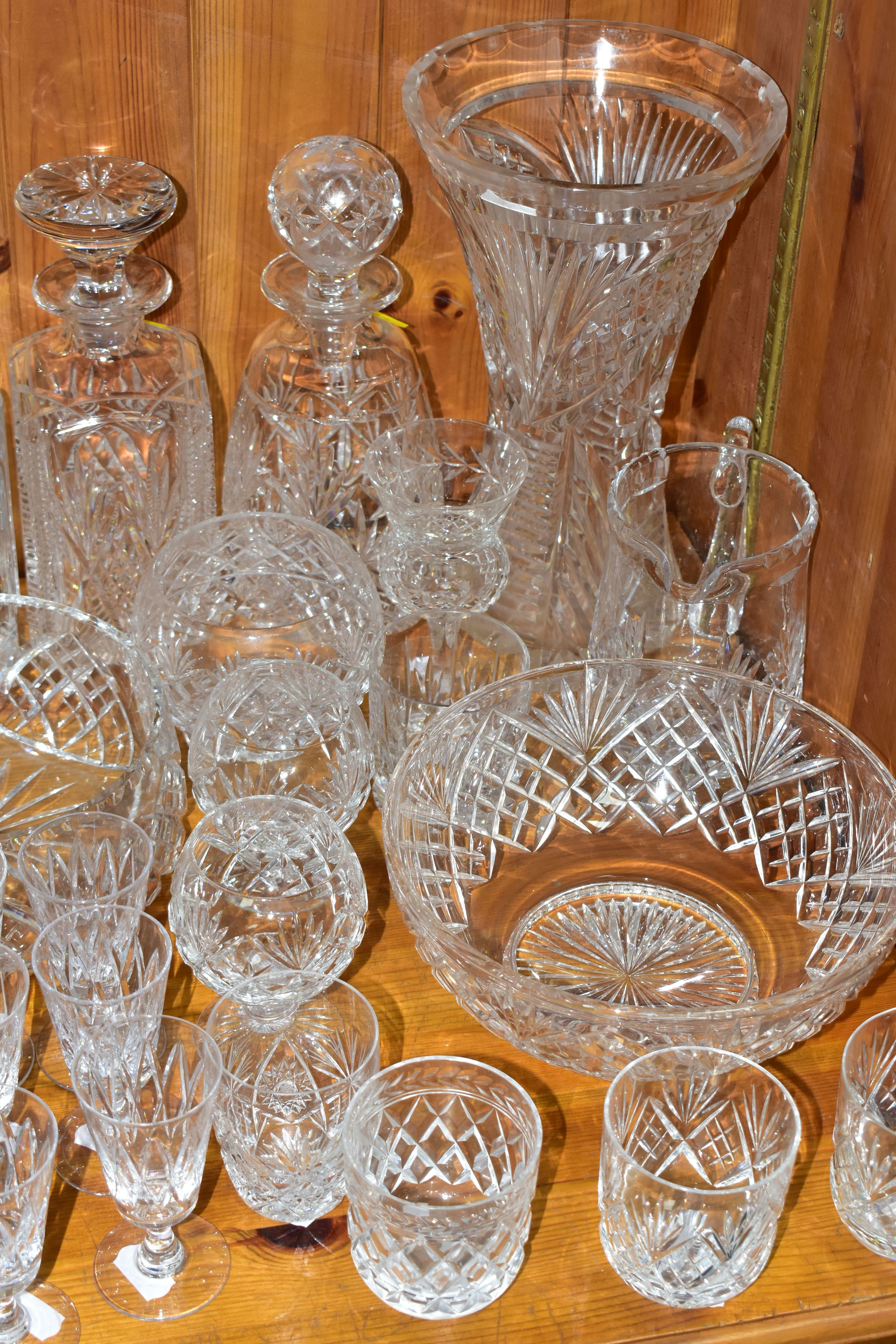 A QUANTITY OF CUT CRYSTAL AND OTHER GLASSWARES, over seventy pieces to include a hexagonal Royal - Image 2 of 4