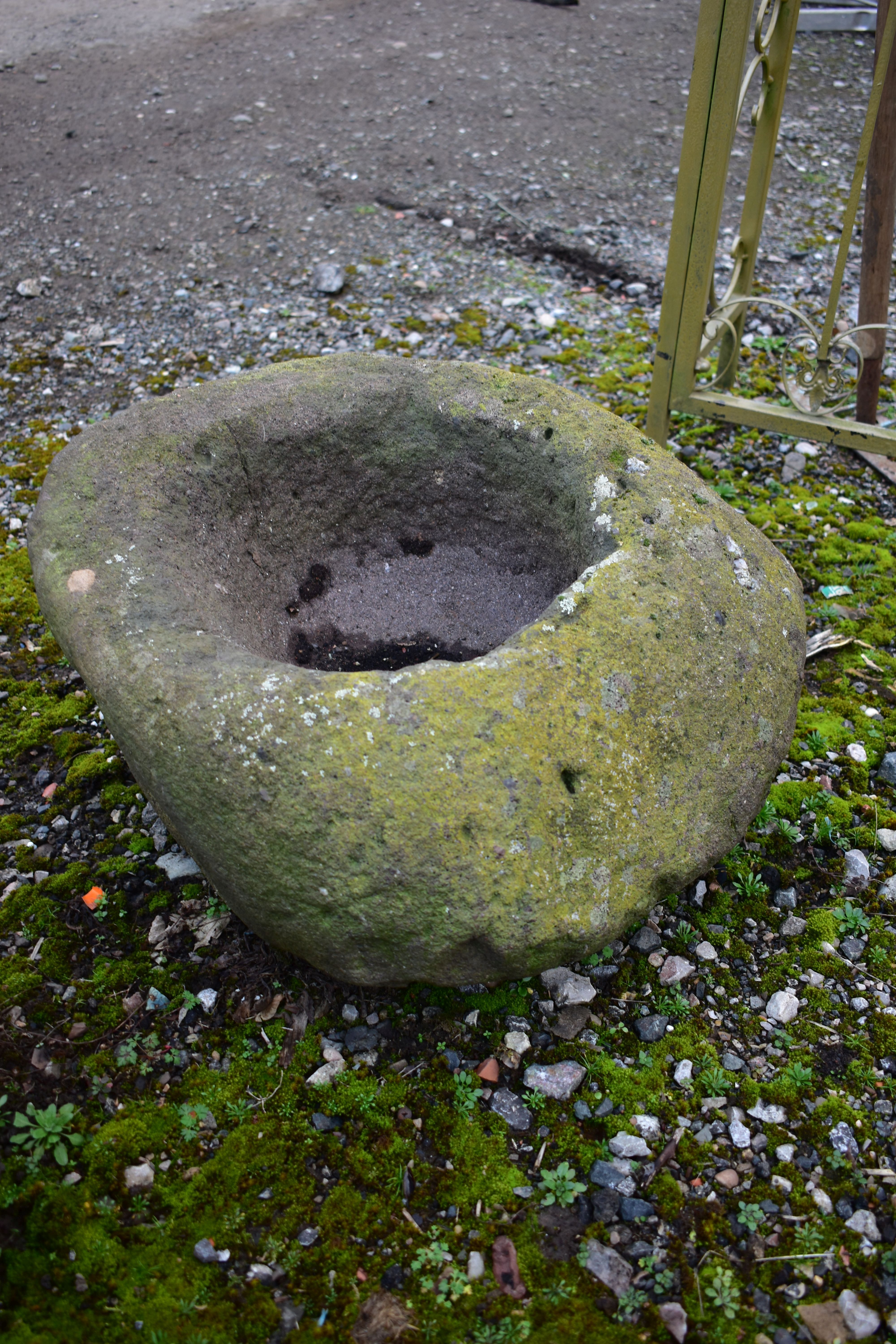 AN ANTIQUE STONE PLANTER, of a circular form, max diameter 53cm x height 27cm - Image 2 of 2