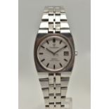 A GENTS 'OMEGA CONSTELLATION' WRISTWATCH, automatic movement, round silver dial signed 'Omega