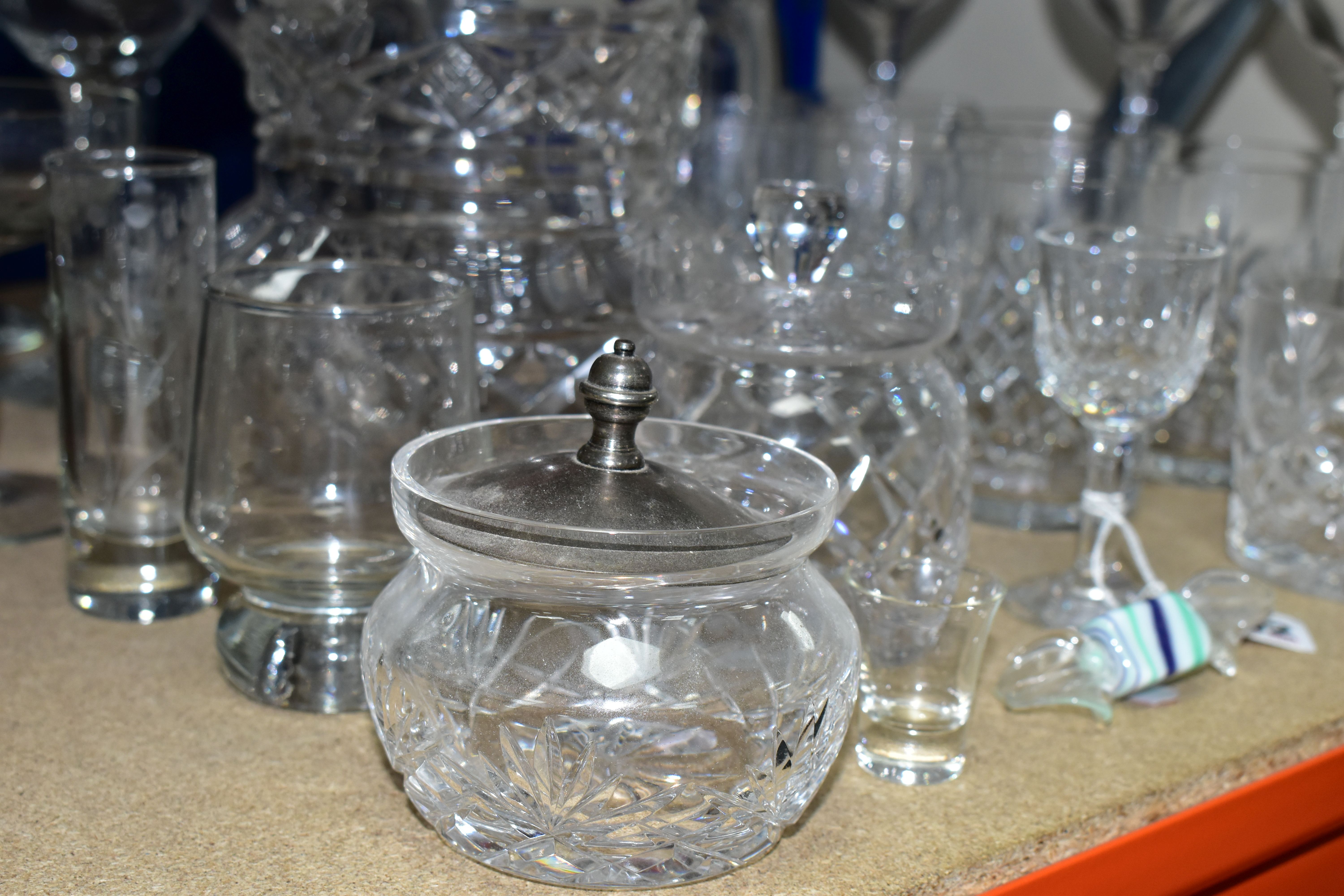 A GROUP OF CUT CRYSTAL AND OTHER GLASSWARES, over thirty pieces to include a set of four Waterford - Image 6 of 6