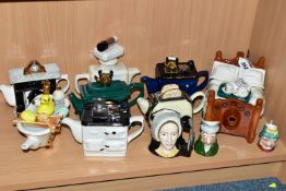 A COLLECTION OF NOVELTY TEAPOTS AND CHARACTER JUGS, comprising eight novelty teapots in the forms of