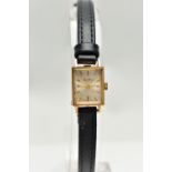 A LADIES 'ROAMER' WRISTWATCH, quartz movement, rectangle dial, signed 'Roamer', yellow metal case,