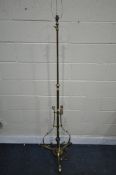 AN ARTS AND CRAFTS BRASS AND COPPER TELECOPIC STANDARD LAMP, maximum height 177cm x minimum height