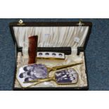 THE BEATLES, A CASED DRESSING TABLE SET in lidded and lined covered wooden case with mirror and