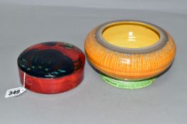 A SHELLEY BOWL AND A POOLE POTTERY TRINKET BOX, comprising a Poole Pottery Himalayan Poppy