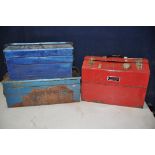 TWO METAL TOOLBOXES comprising a Blue Point by Snap On containing some Snap-On wrenches and