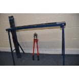 A PAIR OF FOLDING TRESTLES along with a pair of Clarke 24in bolt cutters
