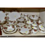 A QUANTITY OF ROYAL ALBERT 'OLD COUNTRY ROSES' PATTERN TEAWARES, comprising a large centre piece