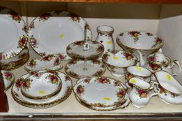 A QUANTITY OF ROYAL ALBERT 'OLD COUNTRY ROSES' PATTERN TEAWARES, comprising a large centre piece