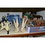 A GROUP OF ASSORTED CERAMICS, comprising a Beswick Fox 1017 (chipped ear), three miniature Cloisonné