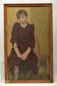 ELEANOR SELWYN LOVETT (20TH CENTURY) 'PAT', a full length seated portrait of a female figure, signed