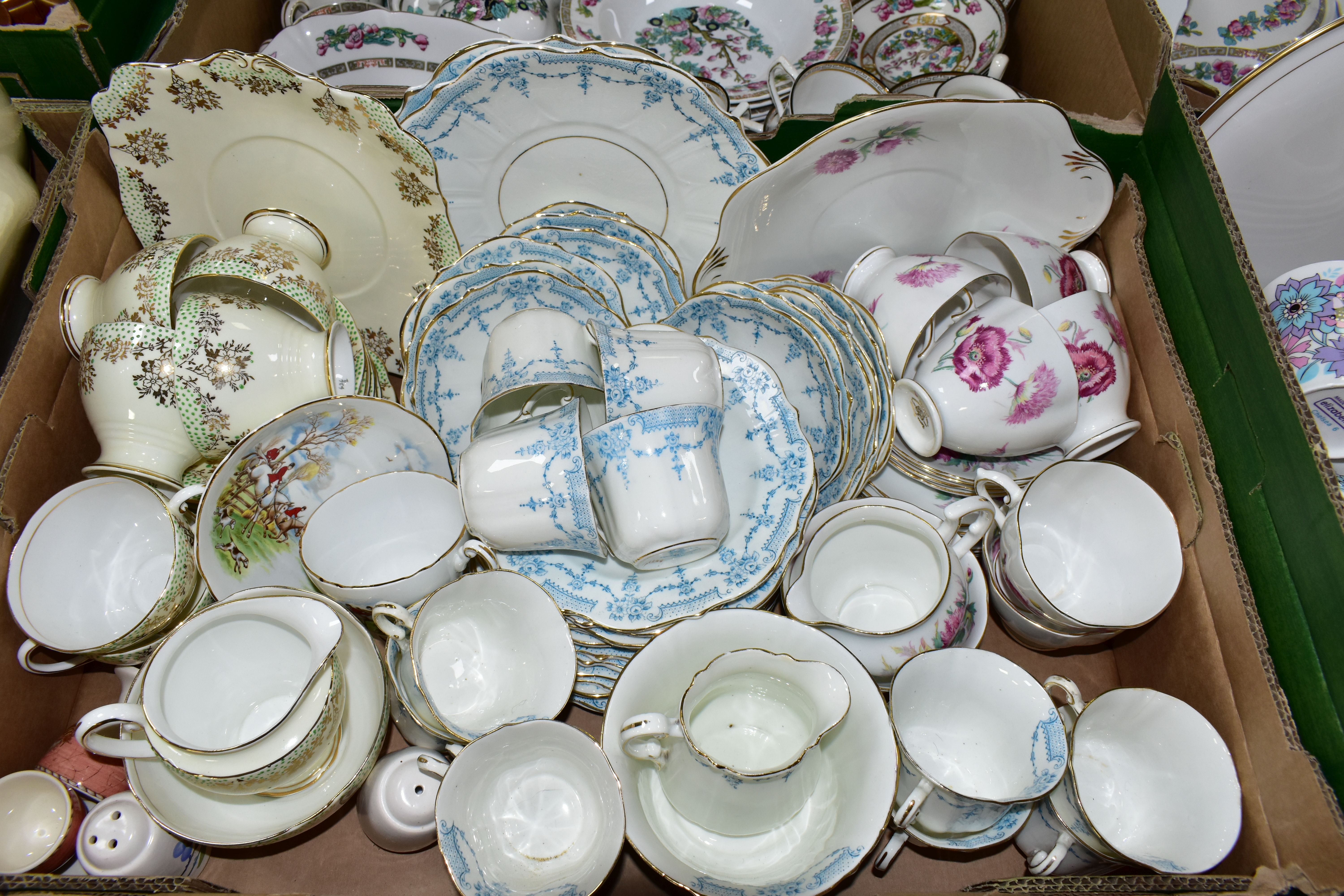 SIX BOXES OF ASSORTED TEA AND DINNER WARES ETC, to include Mayfair China 'Indian Tree' part dinner - Image 4 of 7