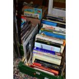 SIX BOXES OF EPHEMERA to include miscellaneous book titles including a Macmillan World Atlas, space,
