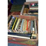 THREE BOXES OF BOOKS containing approximately eighty miscellaneous titles in hardback and