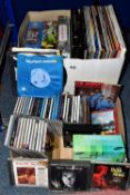 TWO BOXES OF RECORDS AND CDS, to include twenty eight vinyl LPs and LP sets, including Simon &