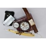 A GENTS 9CT GOLD 'RECORD' WRISTWATCH AND OTHER ITEMS, manual wind watch, silver rectangular dial