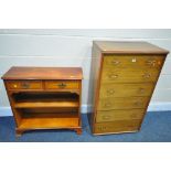 A TALL MID CENTURY TEAK CHEST OF SIX DRAWERS, width 62cm x depth 42cm x height 105cm (missing