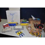 A SELECTION OF NEW UNUSED TOOLS AND CONSUMABLES to include a box of eight Deckton 8 crimper tools, a