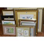 A SMALL QUANTITY OF PAINTINGS AND PRINTS ETC, to include a watercolour depicting boats and