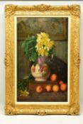 ATTRIBUTED TO Ch. MATHIEU (19TH / 20TH CENTURY) A STILL LIFE DEPICTING FLOWERS AND FRUIT, Oranges