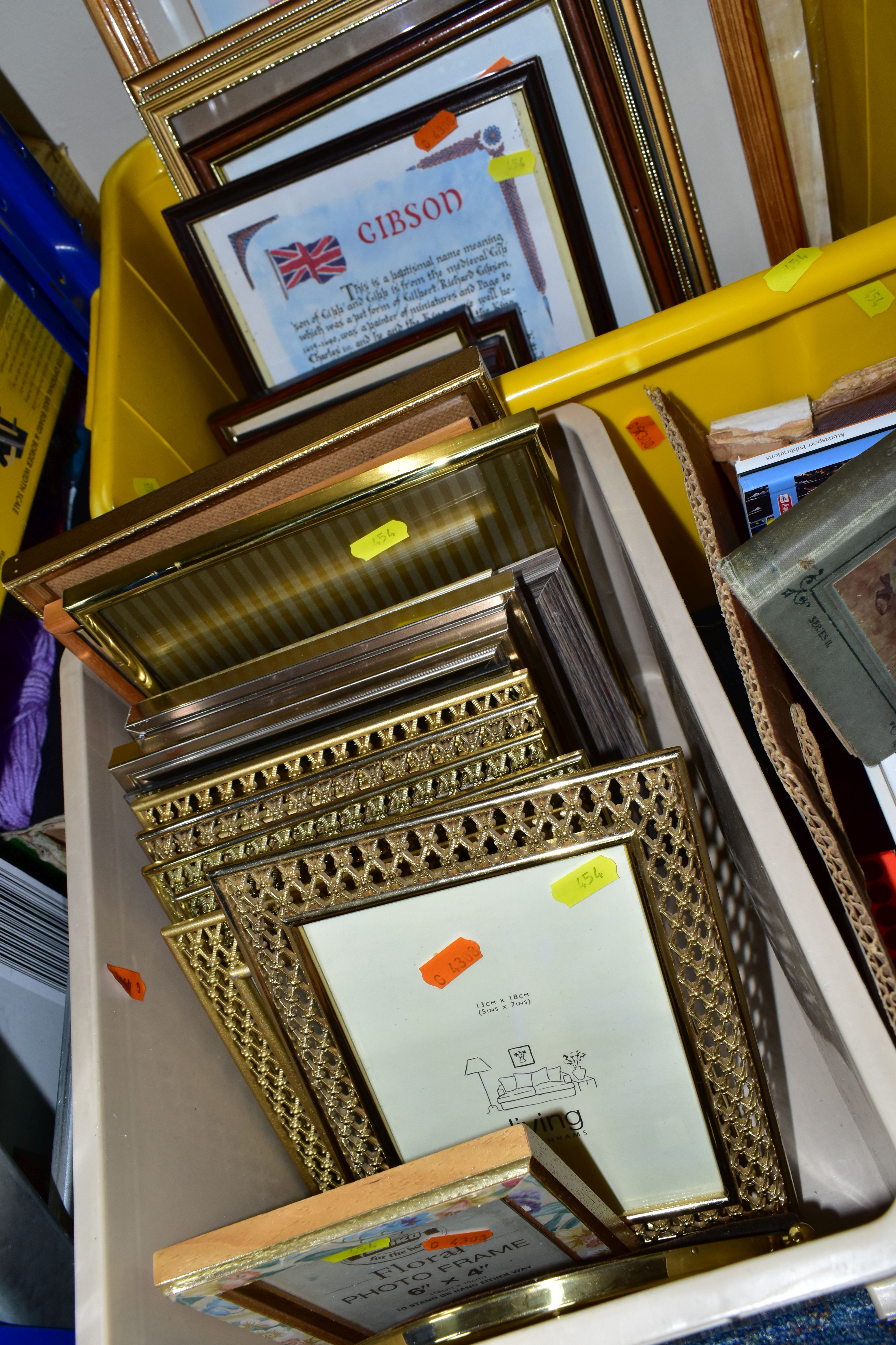 FOUR BOXES OF SMALL FRAMED PRINTS, WALKING STICKS AND BOOKS, to include over thirty assorted - Image 4 of 5