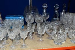 A QUANTITY OF CUT CRYSTAL AND OTHER GLASSWARES, over forty five pieces to include a set of ten