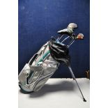 GOLF EQUIPMENT comprising a Ram golf bag containing seven golf clubs, Odyssey white hot putter,