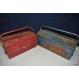 TWO METAL TOOLBOXES containing a quantity of tools to include, large quantity of drill bits,