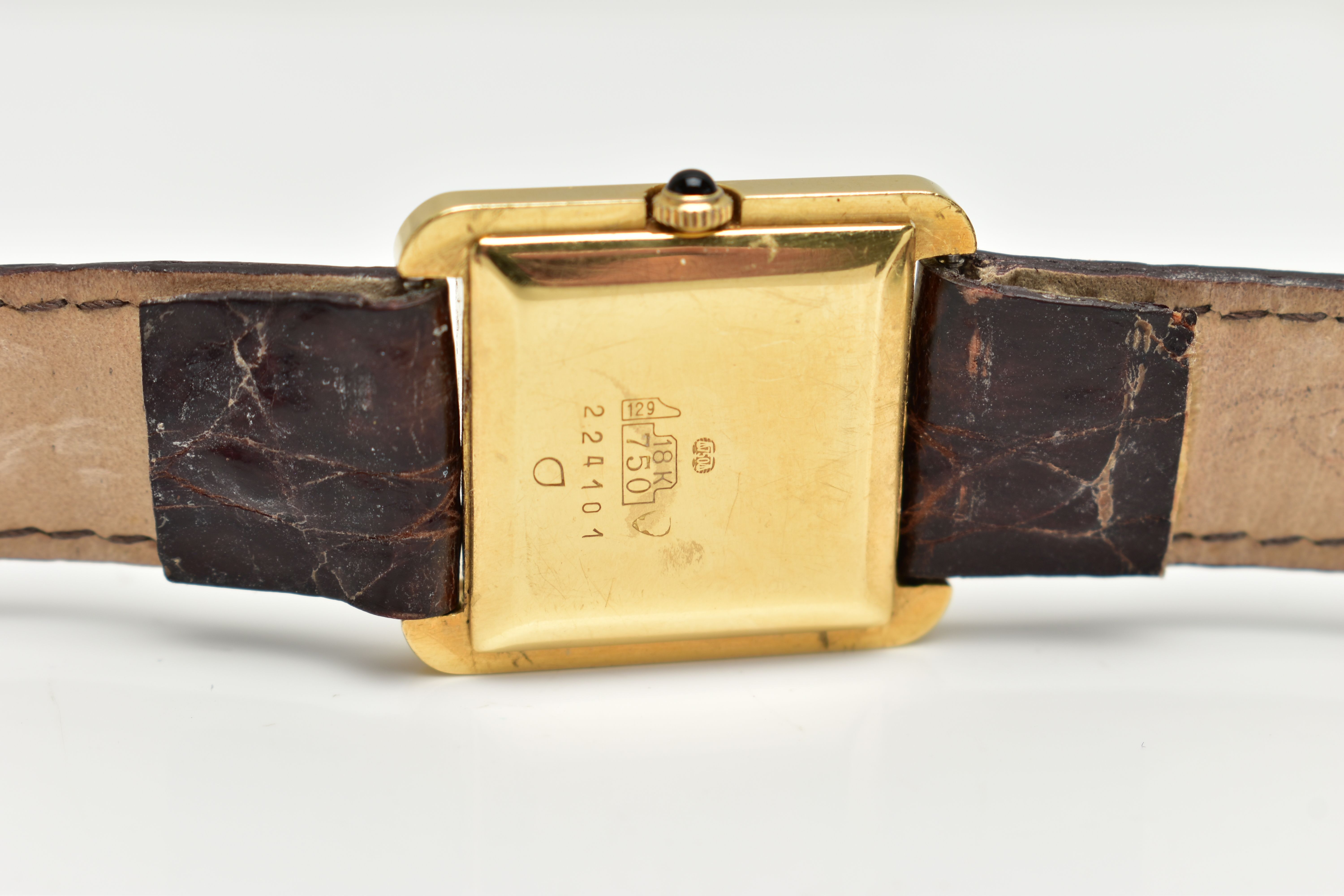 A LADIES 18CT GOLD 'JEAN RENET' WRISTWATCH, hand wound movement, square dial, signed 'Jean Renet', - Image 5 of 6