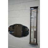 AN ADMIRAL FITZROYS BAROMETER, height 97cm, and a frameless mirror (condition:-good condition) (2)