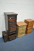 A TALL HARDWOOD CHEST OF SEVEN DRAWERS, width 40cm x depth 40cm x height 121cm (condition:-all