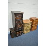 A TALL HARDWOOD CHEST OF SEVEN DRAWERS, width 40cm x depth 40cm x height 121cm (condition:-all