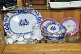 A GROUP OF MINTONS LATE 19TH CENTURY DINNER WARE, pattern number 8667 blue and red floral border